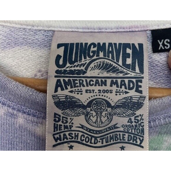 Jungmaven Sweatshirt Mens XS Purple Green White Tie-Dyed Hemp Organic Cotton - Picture 8 of 8